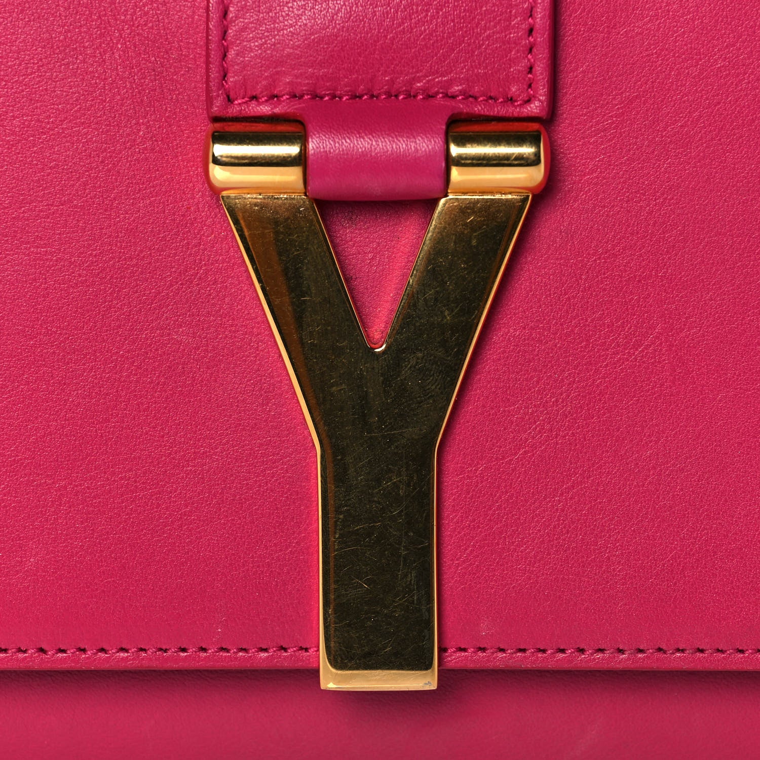 Saint Laurent Calfskin Classic Y Ligne Clutch Fuchsia 18 of 20