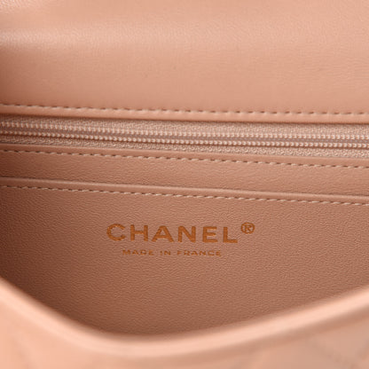 Chanel Lambskin Quilted Mini Top Handle Rectangular Flap Beige 8 of 11