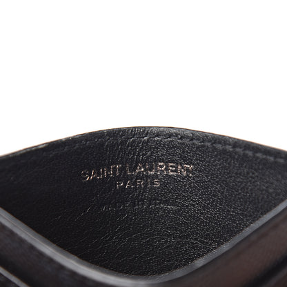 Saint Laurent Grain De Poudre Matelasse Chevron Monogram Credit Card Case Black 6 of 7