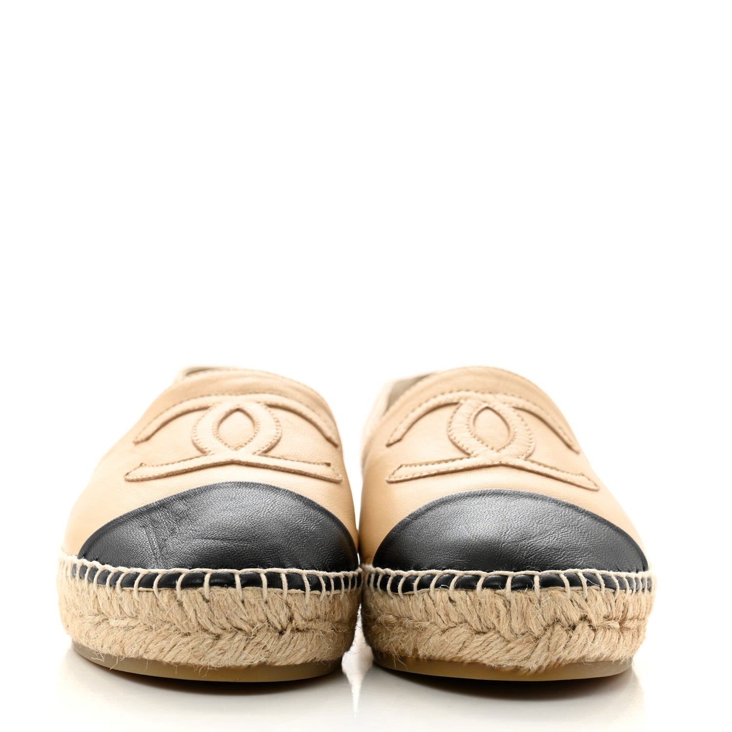 Chanel Lambskin CC Espadrilles 38 Beige Black 3 of 11