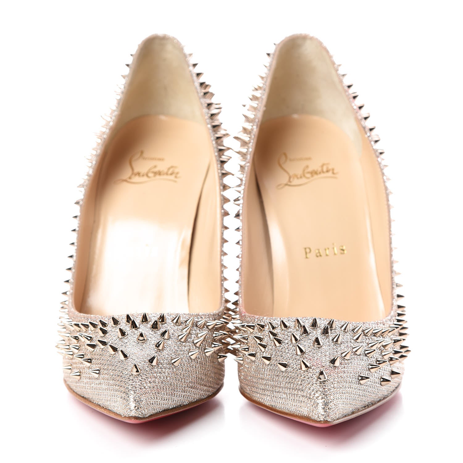 Christian Louboutin Glitter Studded Escarpic 100 Pumps 36.5 Colombe Metal 2 of 8