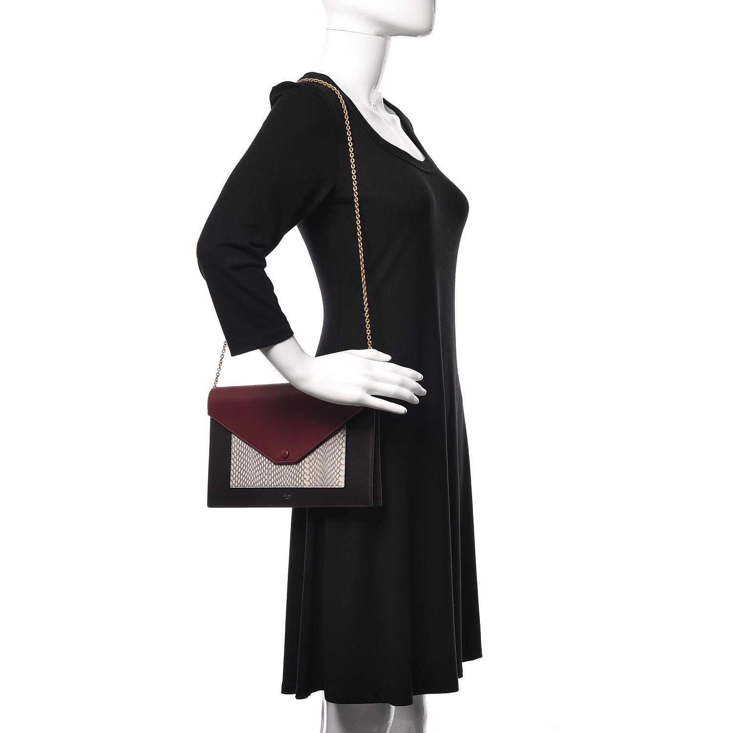 Celine Cobra Shiny Calfskin Clutch On A Chain 2 of 9