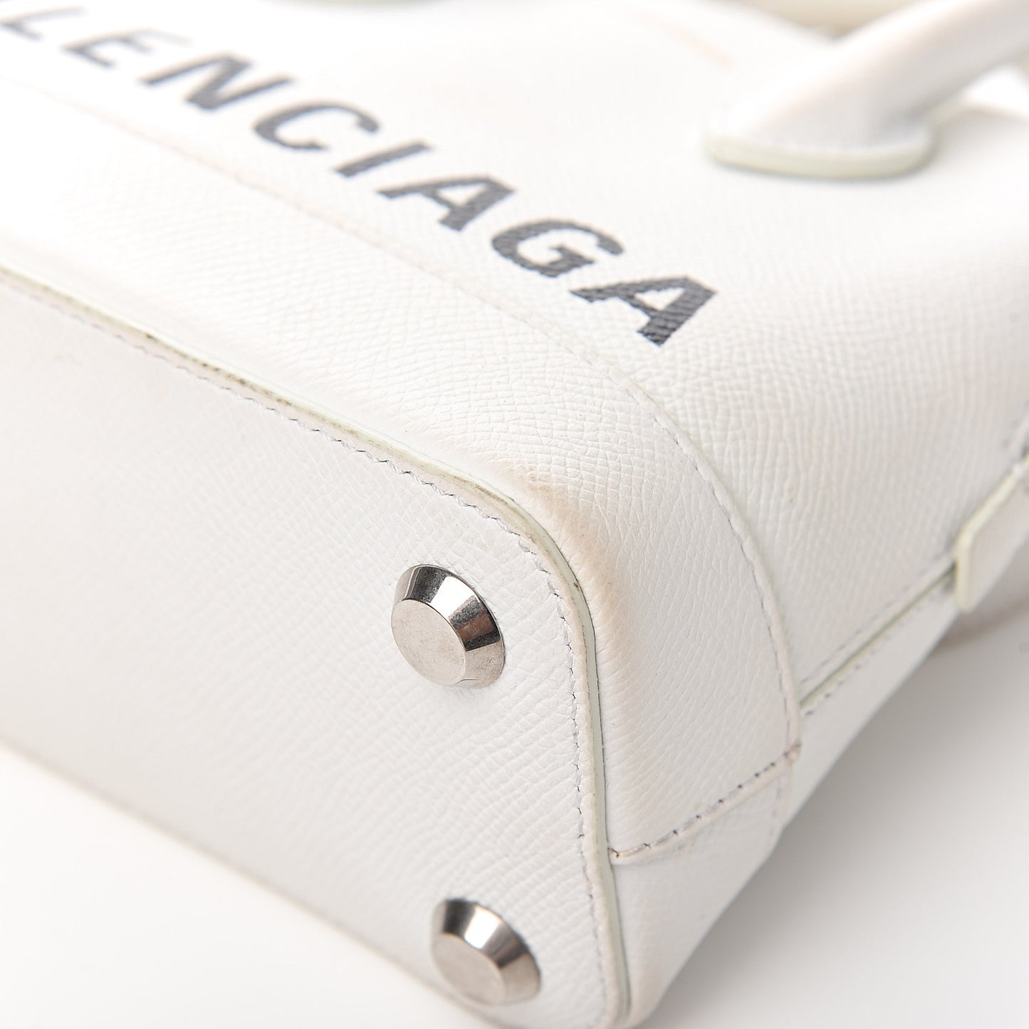 Grained Calfskin XXS Ville Top Handle Bag White Black