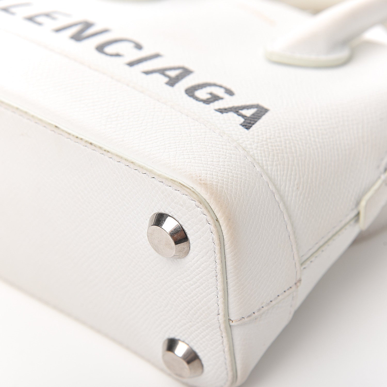 Balenciaga Grained Calfskin XXS Ville Top Handle Bag White Black 9 of 10