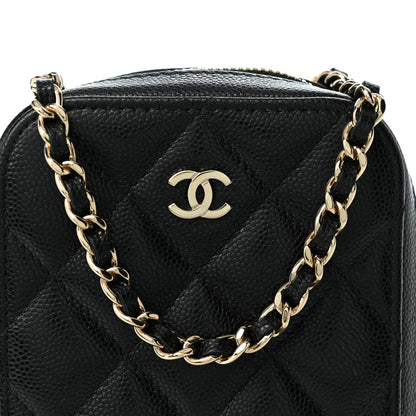 Chanel Caviar Quilted Phone Holder Wallet On Chain WOC Black 8 of 10