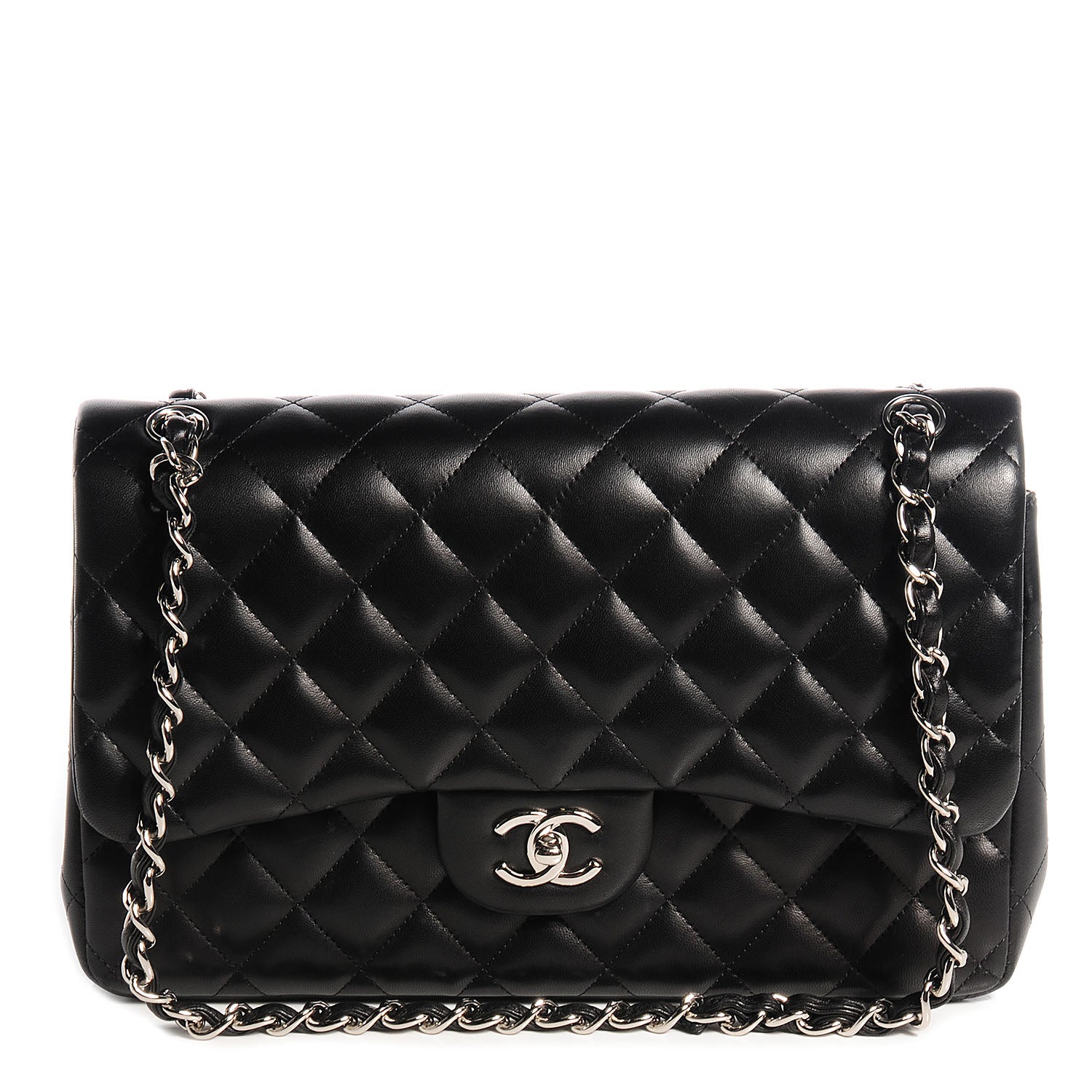 Chanel Lambskin Quilted Jumbo Double Flap Black 1 of 9