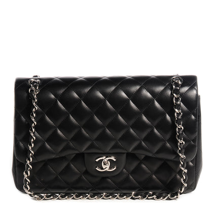 Chanel Lambskin Quilted Jumbo Double Flap Black 1 of 9
