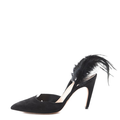 Christian Dior Suede Feather Dior Ethnie Pumps 37.5 Black 1 of 7