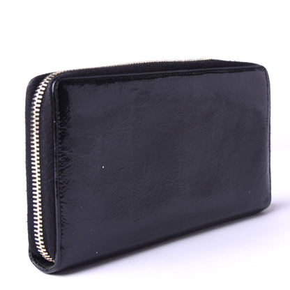 Saint Laurent Patent Y Mail Zip Around Wallet Black 3 of 7