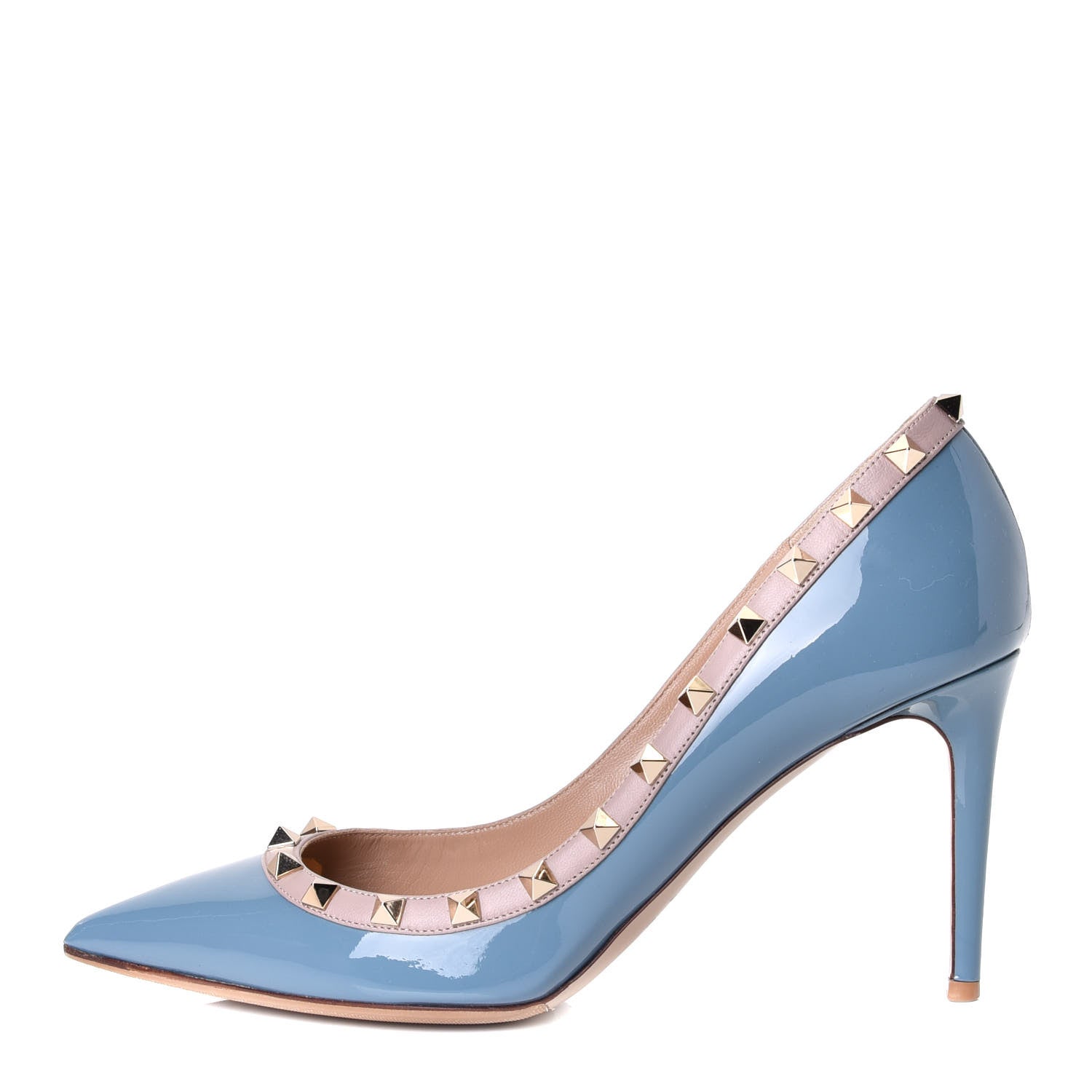 Valentino Garavani Patent Rockstud 85mm Pumps 40 Grey Sky Poudre 1 of 8