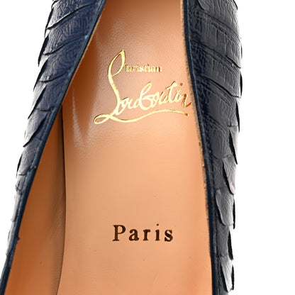 Christian Louboutin Snakeskin Ron Ron 100 Pumps 39 Navy 6 of 8