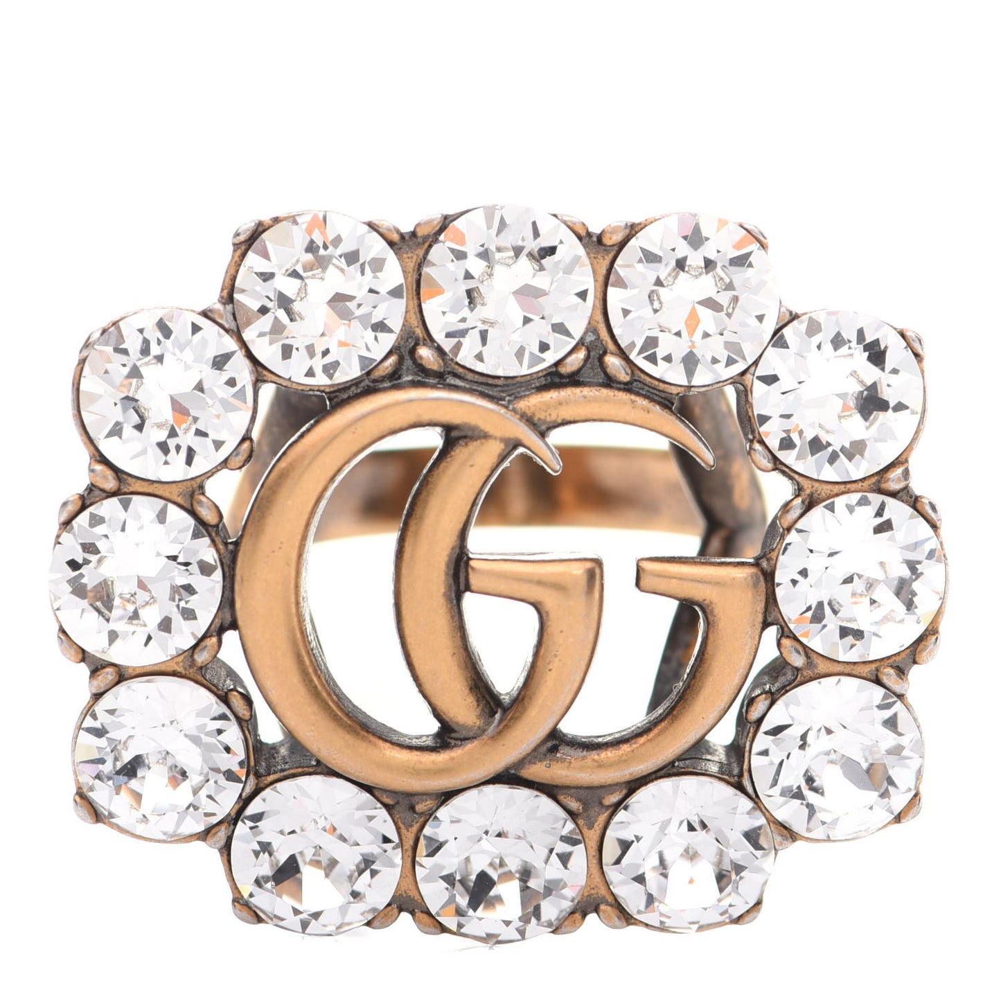 Metal Crystal Marmont Ring M Aged Gold