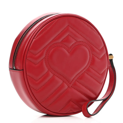 Gucci Calfskin Matelasse GG Marmont Round Wrist Wallet Hibiscus Red 3 of 12