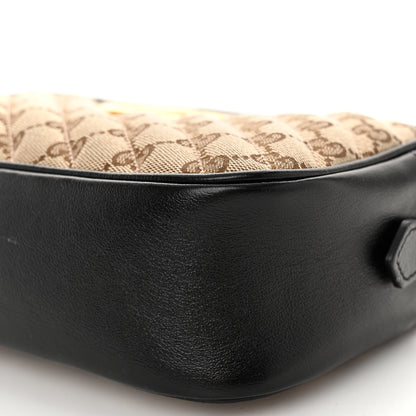 Gucci Monogram Matelasse Diagonal Small GG Marmont Chain Shoulder Bag Beige Black 10 of 10