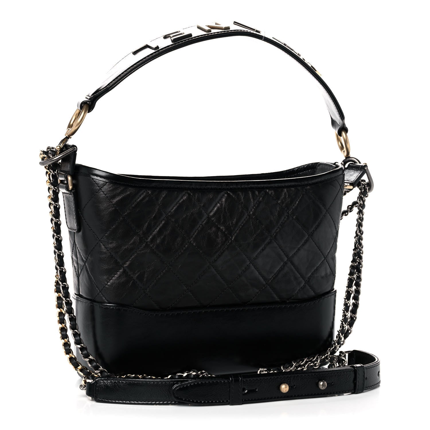 Chanel Aged Smooth Calfskin Quilted Medium Gabrielle Logo Hobo Black 2 of 10