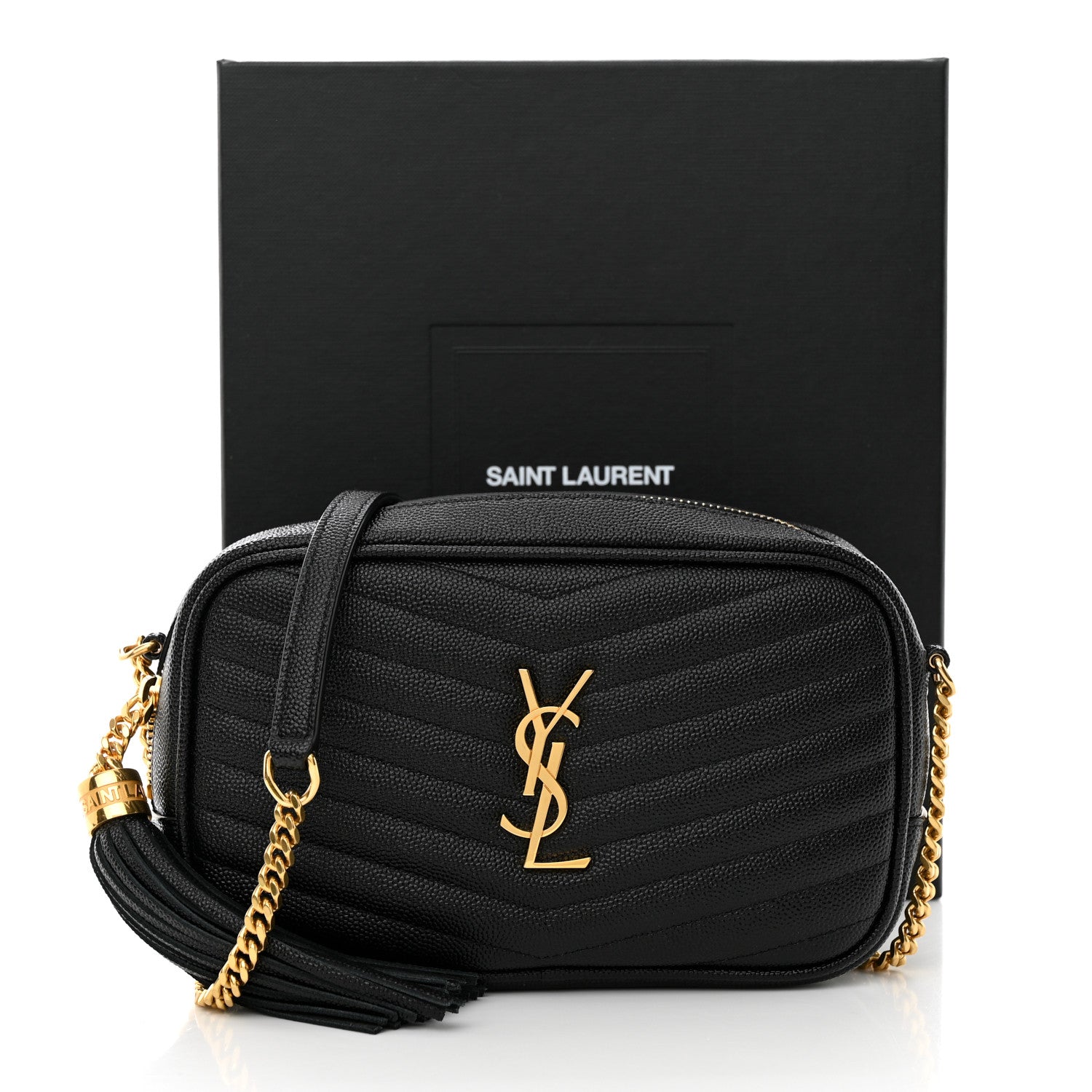 Saint Laurent Grain De Poudre Matelasse Monogram Mini Lou Camera Bag Black 10 of 10