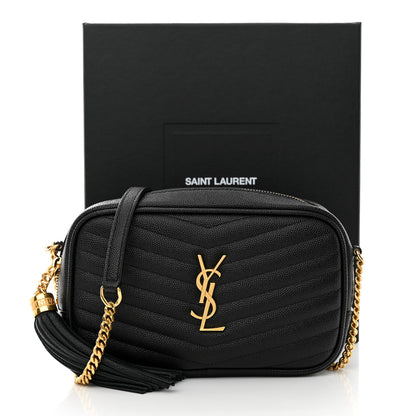 Saint Laurent Grain De Poudre Matelasse Monogram Mini Lou Camera Bag Black 10 of 10