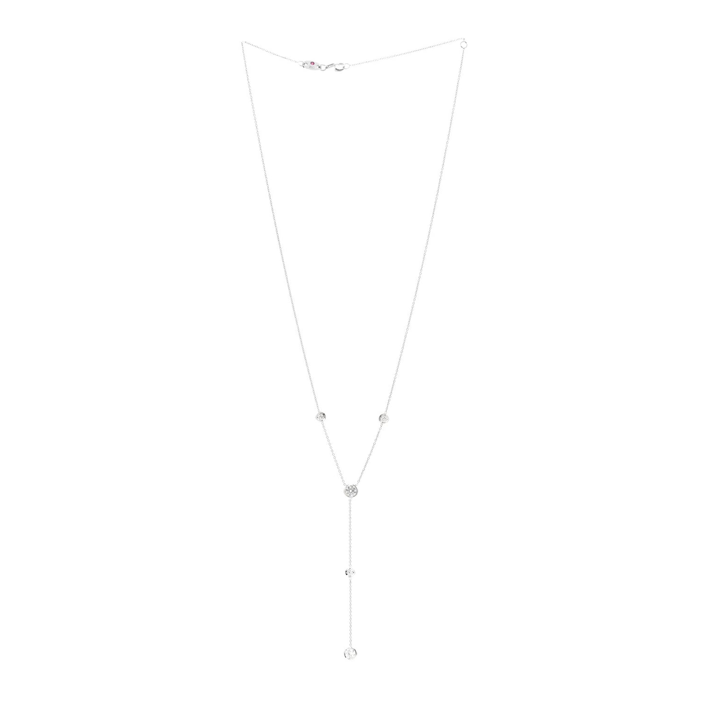 18K White Gold Diamond Diamonds By The Inch 5 Station Y Necklace
