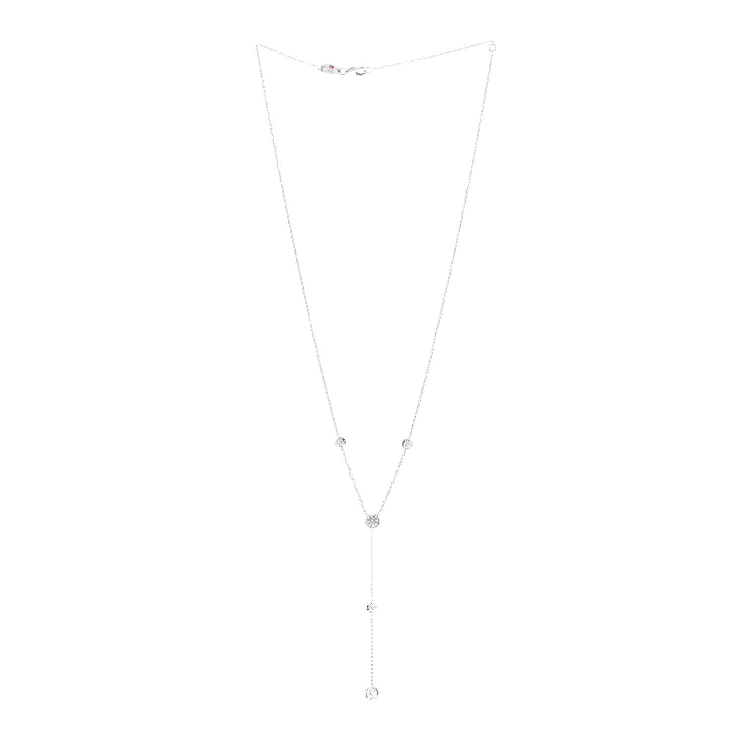 Roberto Coin 18K White Gold Diamond Diamonds By The Inch 5 Station Y Necklace 3 of 4