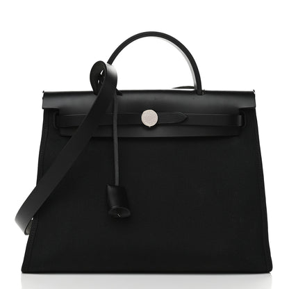 Hermes Military Toile Vache Hunter Herbag Zip PM 31 Black 3 of 11