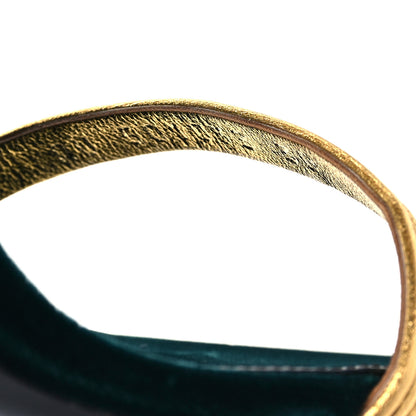 Saint Laurent Metallic Velvet Talitha Ankle Strap Sandals 39 Green Gold 8 of 9