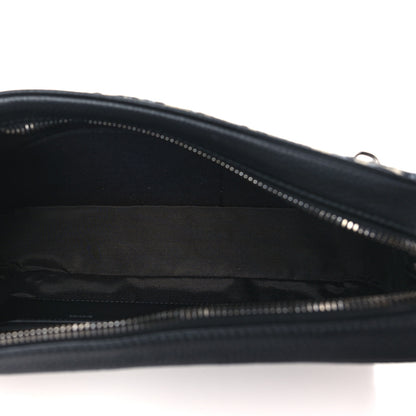 Christian Dior Oblique Jacquard Grained Calfskin Toiletry Pouch Blue Black 5 of 8