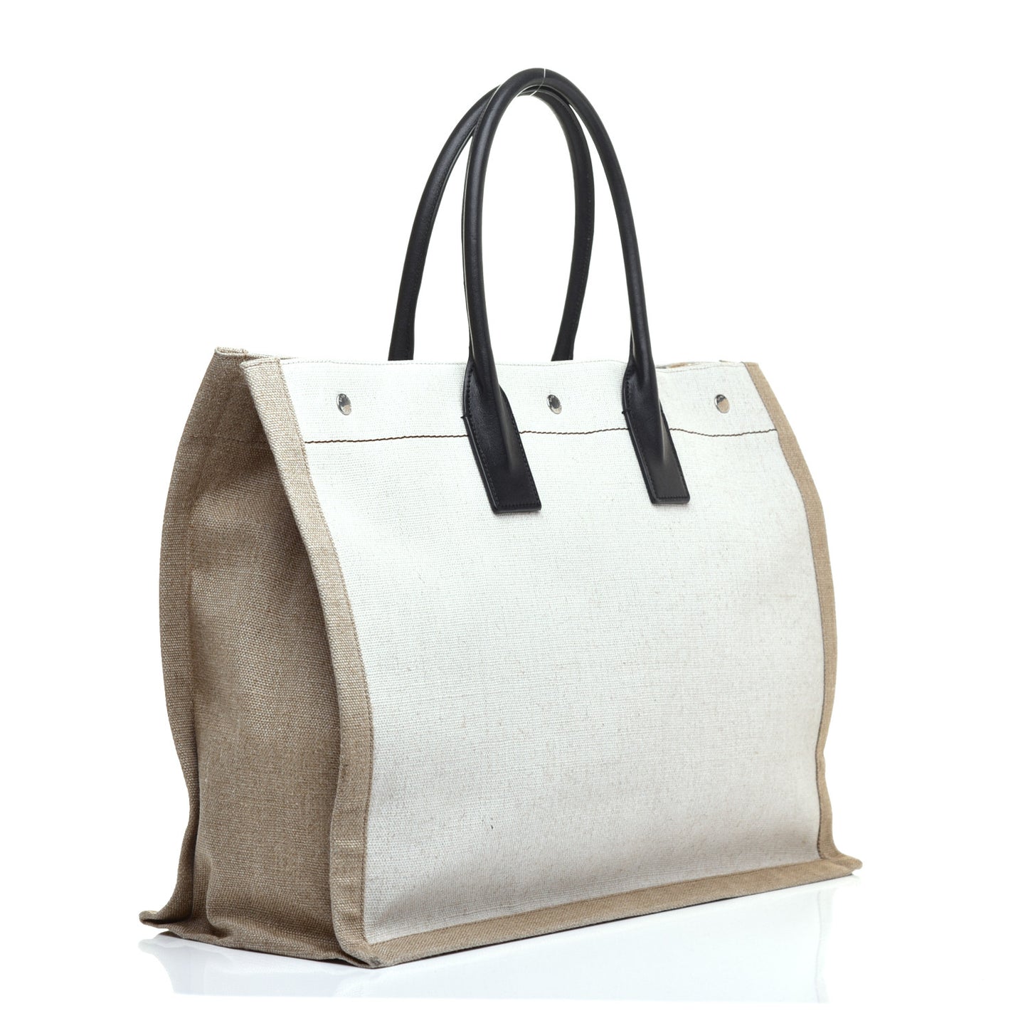 Linen Calfskin Rive Gauche Tote Optic White