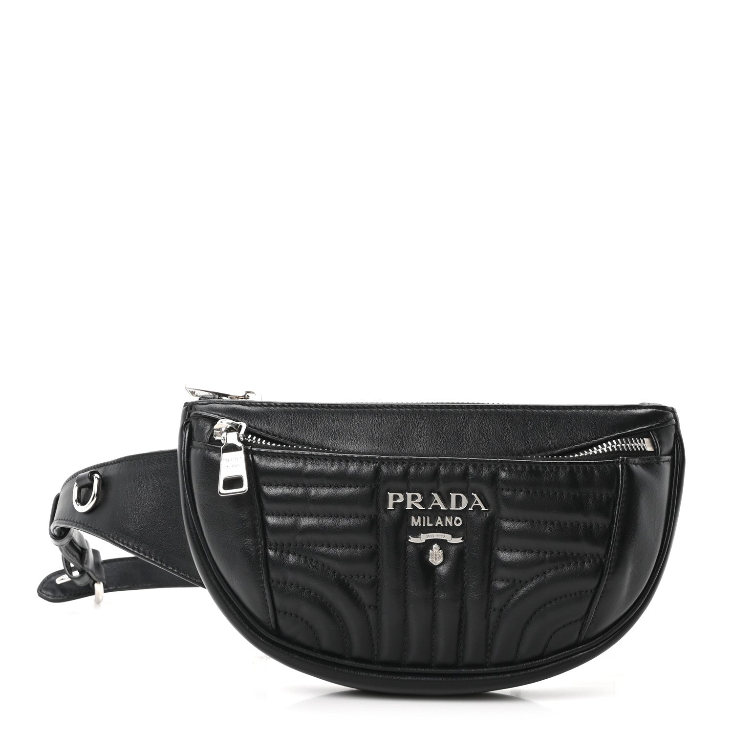 Prada Soft Calfskin Impunture Diagramme Belt Bag Black 1 of 9