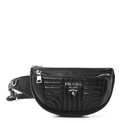 Prada Soft Calfskin Impunture Diagramme Belt Bag Black 1 of 9