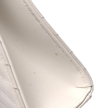 Saint Laurent Grain De Poudre Matelasse Chevron Large Monogram Satchel Dove White 11 of 15