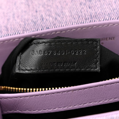 Saint Laurent Denim Y Quilted Monogram Toy Loulou Crossbody Bag Bleached Lilac 7 of 12