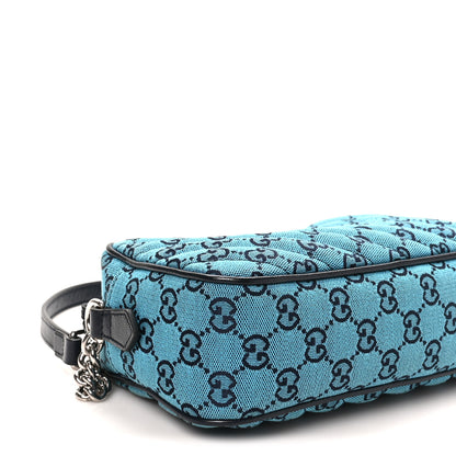 Gucci Monogram Multicolor Matelasse Diagonal Small GG Marmont Chain Shoulder Bag Light Blue Light Blue 9 of 10