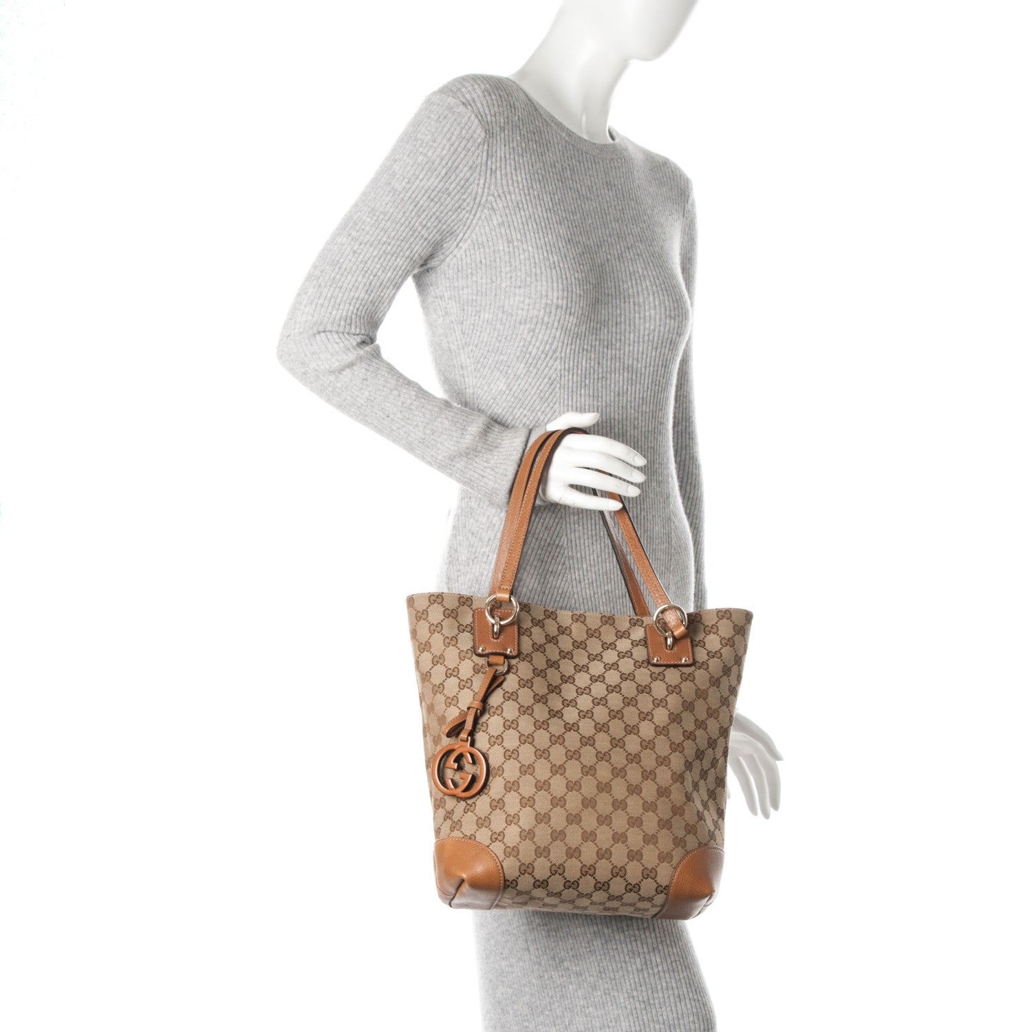 Gucci GG Monogram Medium Charm Tote Light Brown 2 of 7