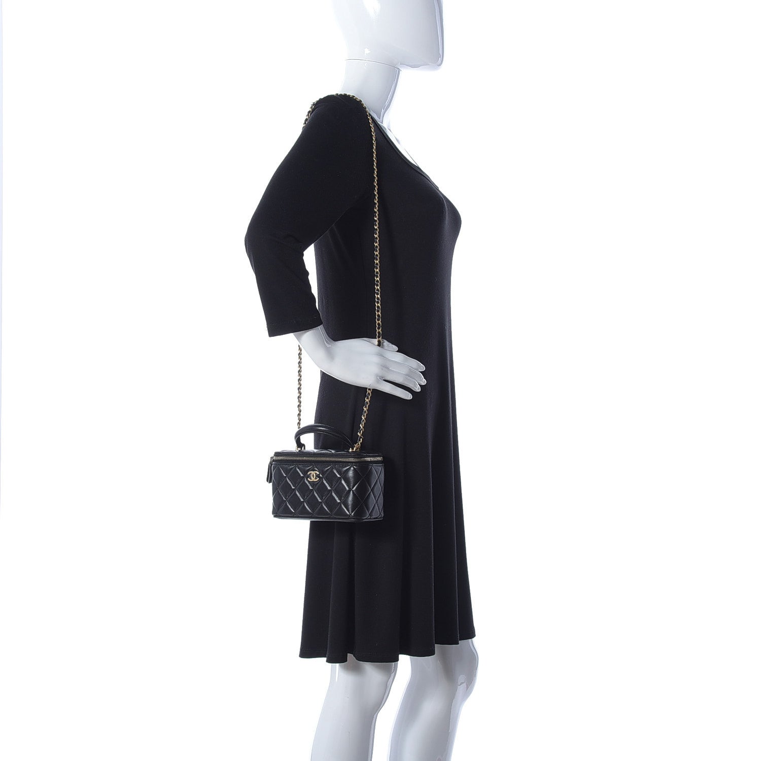 Chanel Lambskin Quilted Small Top Handle Vanity Case With Chain Black 2 of 12