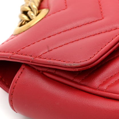 Gucci Calfskin Matelasse Mini GG Marmont Shoulder Bag Hibiscus Red 14 of 14