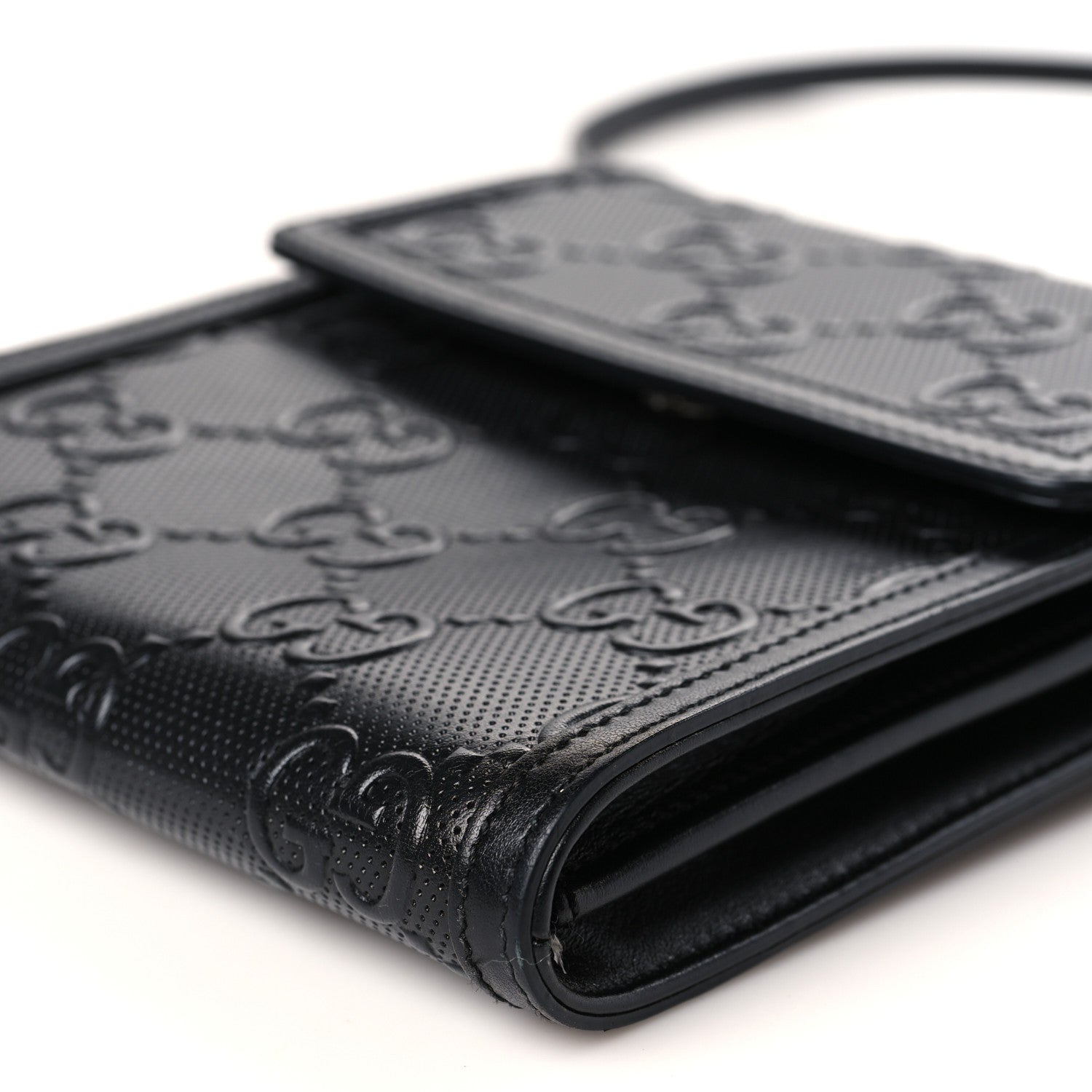 Gucci Calfskin GG Tennis Embossed Messenger Bag Black 9 of 9
