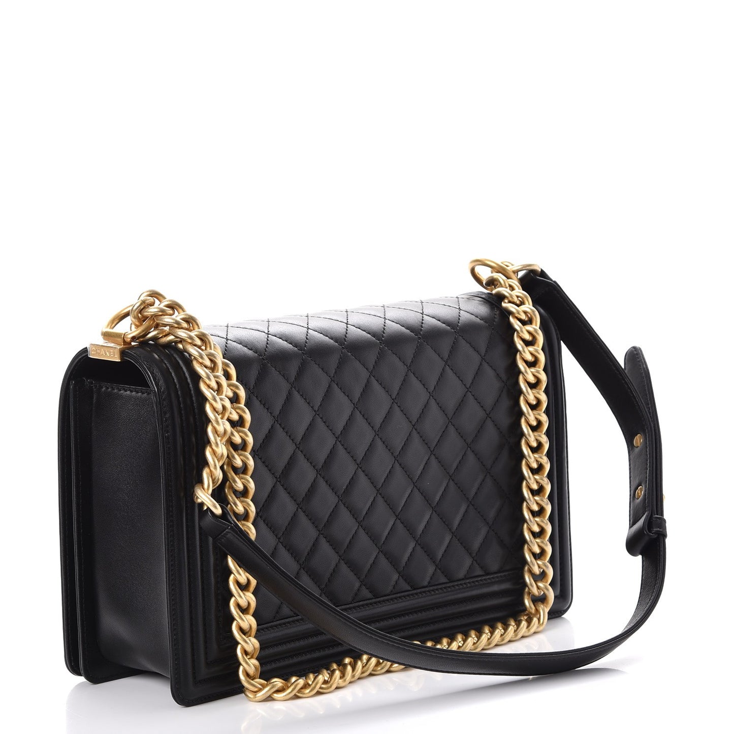 Lambskin Quilted New Medium Boy Flap Black