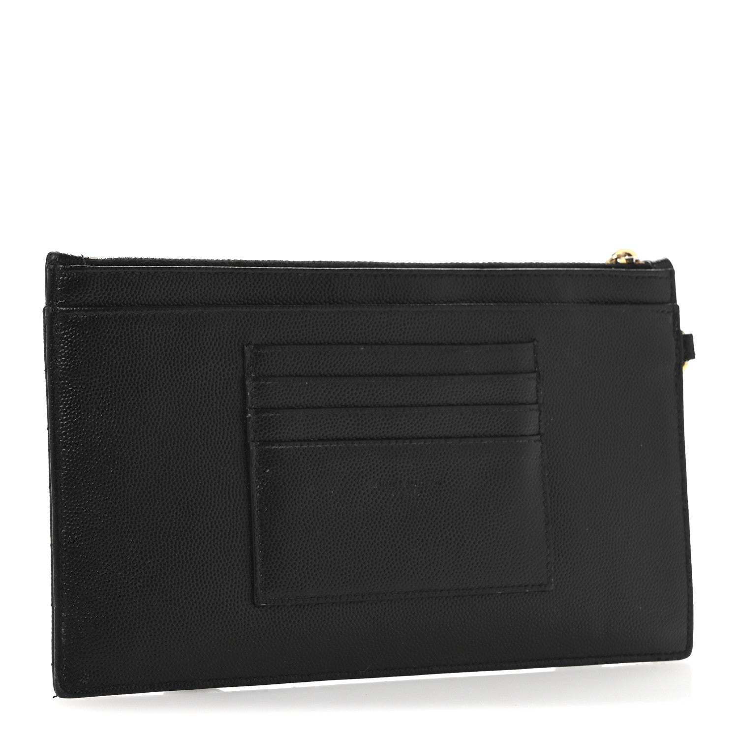 Saint Laurent Grain De Poudre Chevron Monogram Large Bill Pouch Black 3 of 10