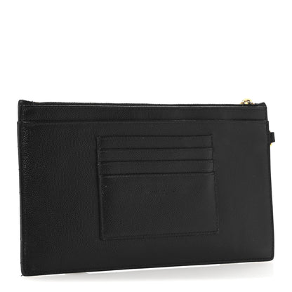 Saint Laurent Grain De Poudre Chevron Monogram Large Bill Pouch Black 3 of 10
