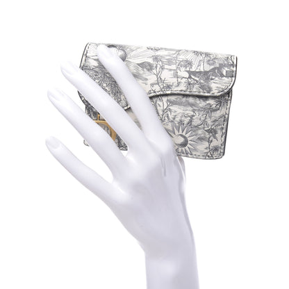 Christian Dior Calfskin Jardin Naturel Print Saddle Card Holder White Grey 2 of 8