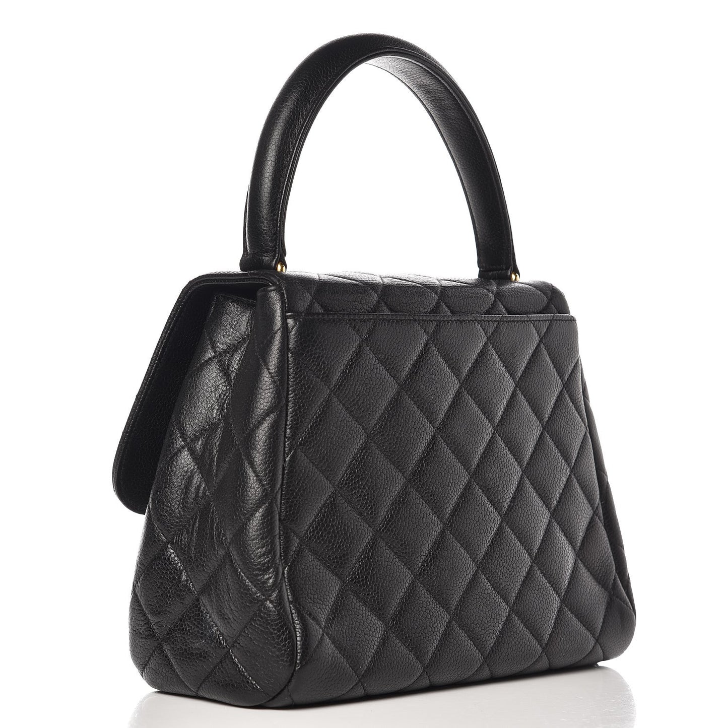 Caviar Quilted Medium Kelly Flap Bag Black