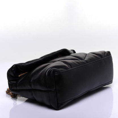 Saint Laurent Lambskin Quilted Toy Loulou Puffer Monogram Chain Satchel Black 4 of 12