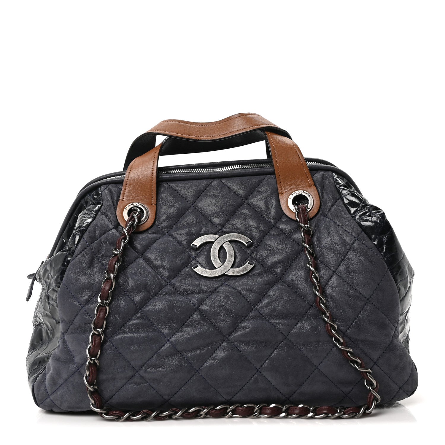 Chanel Iridescent Calfskin Quilted Large In The Mix Tote Navy 1 of 10