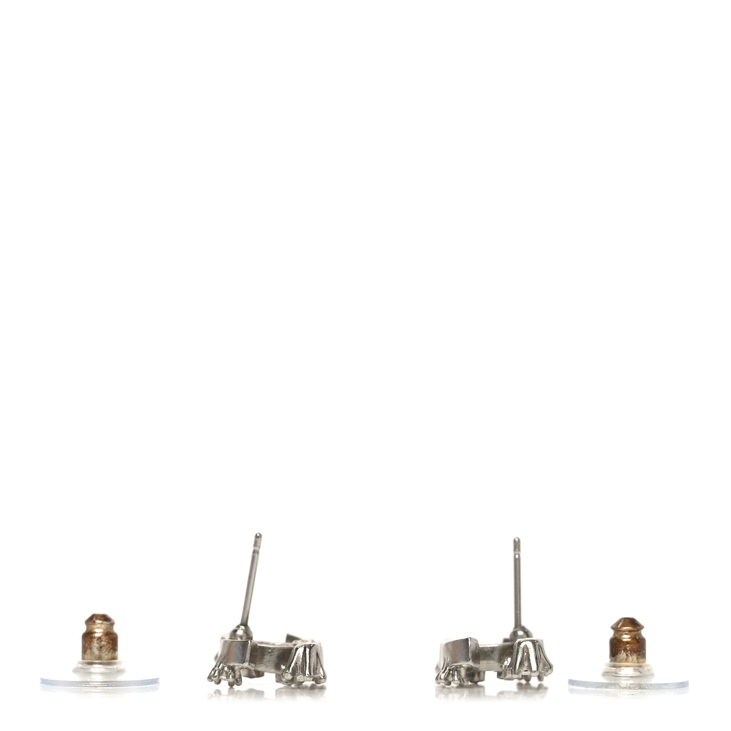 Chanel Crystal Snowflake CC Earrings Silver 3 of 4