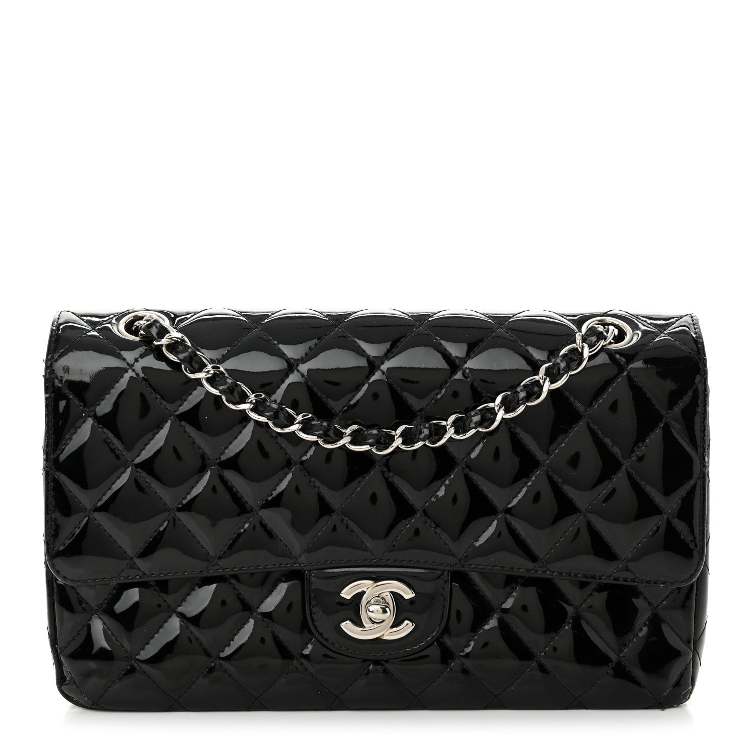 Chanel Patent Quilted Medium Double Flap Black 1 of 14
