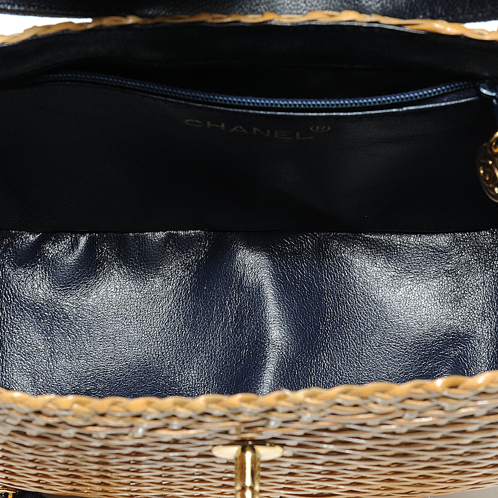 Chanel Straw Bag Denim CC 4 of 8