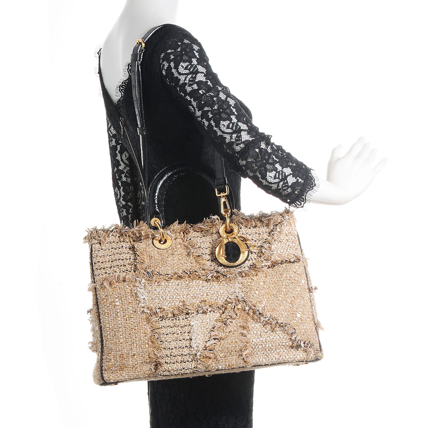 Christian Dior Tweed Patchwork Crocodile Large Diorissimo 2 of 8