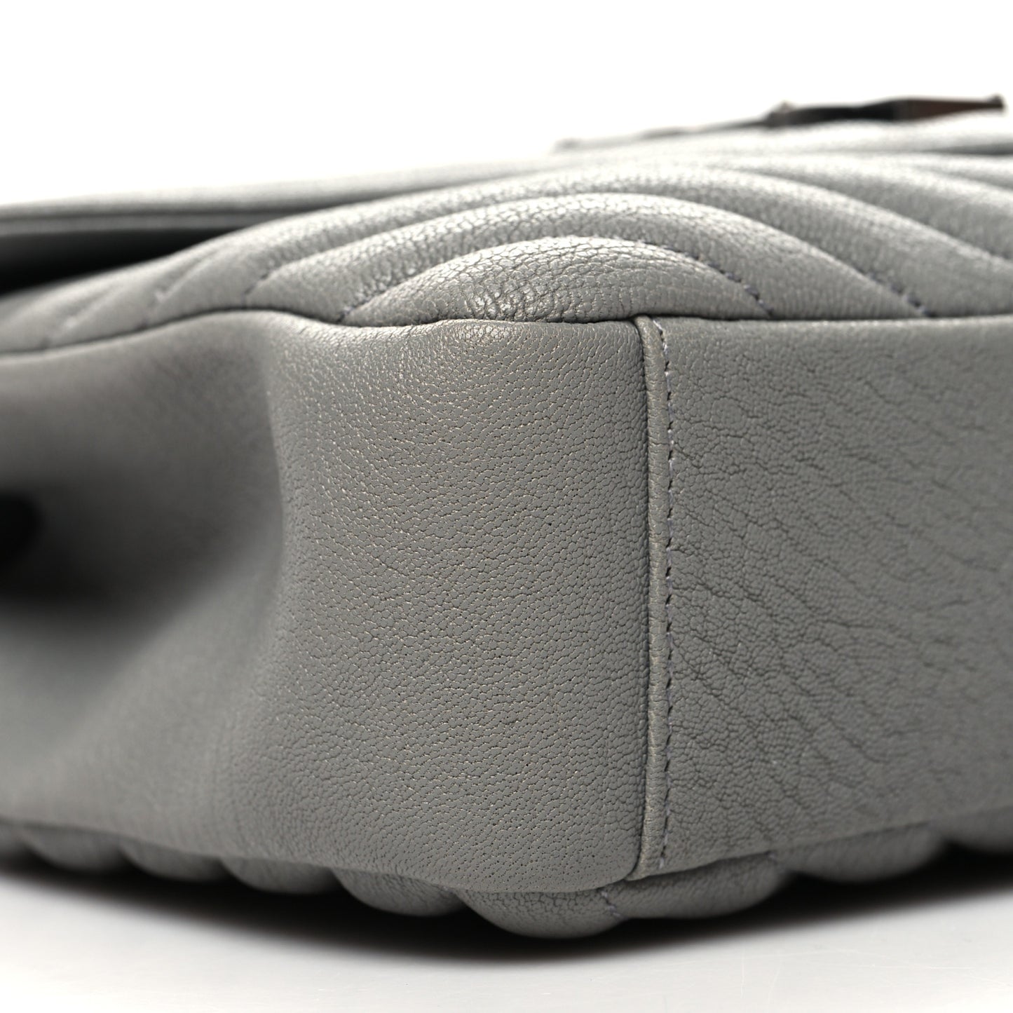 Sheepskin Matelasse Chevron Monogram Medium College Bag Granite