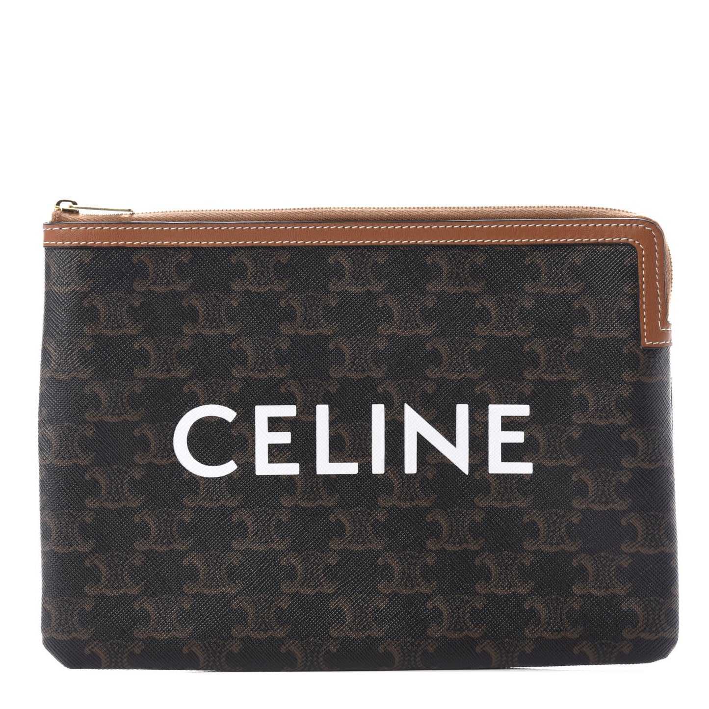 Triomphe Canvas Lambskin Small Pouch Tan