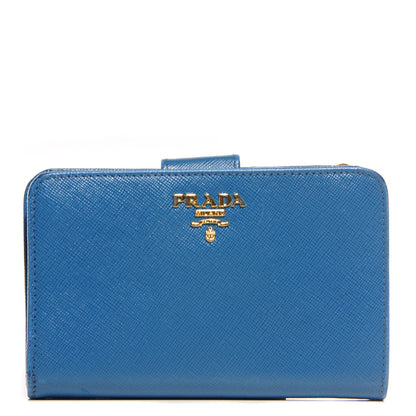 Prada Saffiano Metal Compact Wallet Cobalto 1 of 9